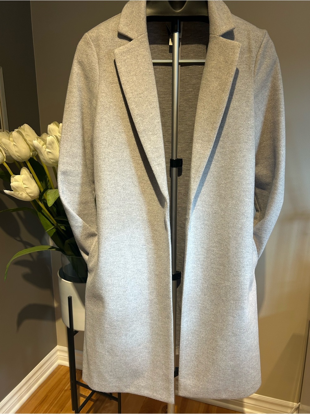 Joie Gray Open-Front Trench Coat